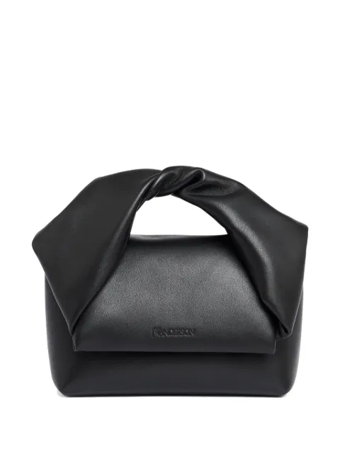 JW Anderson small Twister leather tote bag Black HB0643LA0088