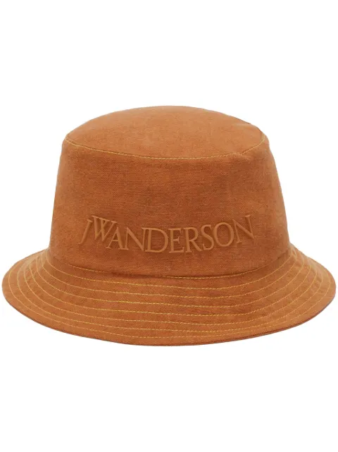 JW Anderson logo-embossed cotton bucket hat Brown AC0347FA0389
