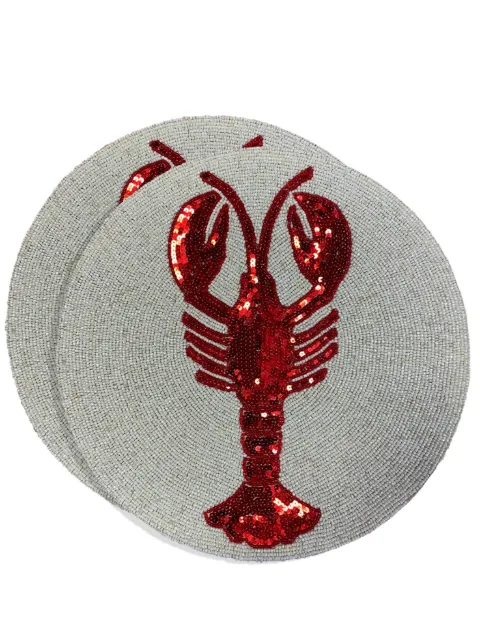Les-Ottomans Lobster beaded placemat (set of two) Grey TJS01