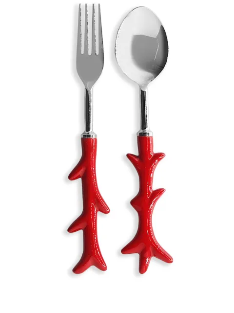 Les-Ottomans Coral serving cutlery (set of two) Red CORT02