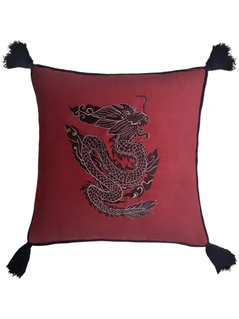 Les-Ottomans Dragon embroidered cushion (50cm x 50cm) Red EBC56