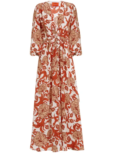 La DoubleJ Camerino abstract-pattern silk dress Red DRE0585CRE001REE01WH01