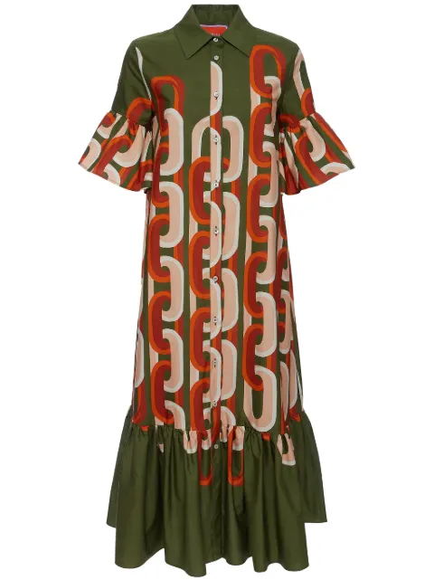 La DoubleJ Choux chain-link print dress Green DRE0733COT039EUS02GR08