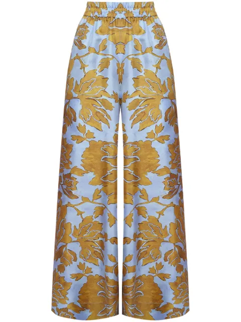 La DoubleJ floral-print silk palazzo pants Yellow TRO0003SIL001TAN01BU01
