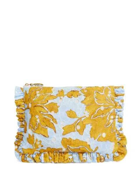 La DoubleJ ruffled guipure lace clutch Yellow BAG0059EMB031TAN01BU01