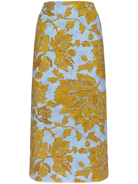 La DoubleJ floral-print pencil skirt Yellow SKI0011COT005TAN01BU01