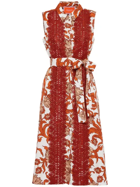 La DoubleJ Tootsie lace-panelling midi dress White DRE0735COT039REE01WH01