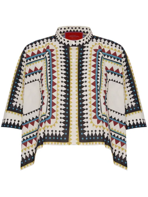 La DoubleJ geometric-print cotton shirt White SHI0091COT056DOR01WH03