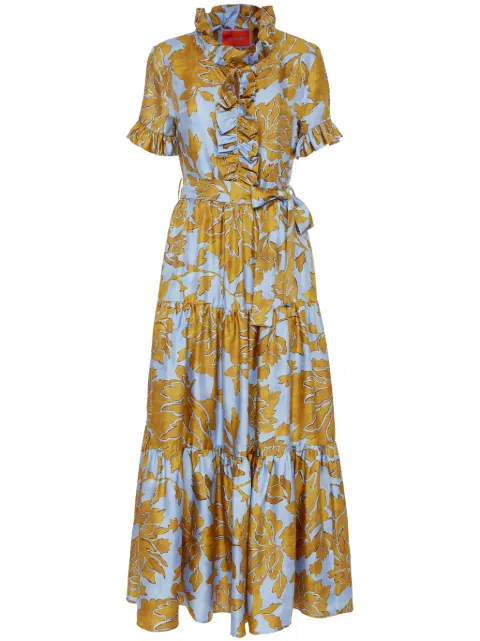 La DoubleJ ruffle-trim floral-print dress Yellow DRE0017SIL001TAN01BU01
