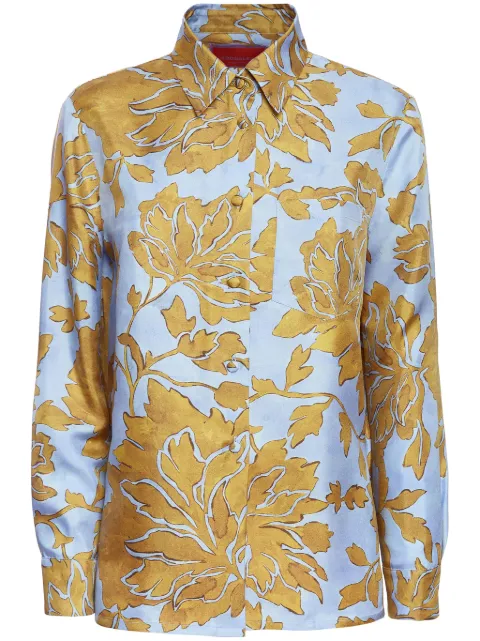 La DoubleJ floral-print silk shirt Yellow SHI0001SIL001TAN01BU01