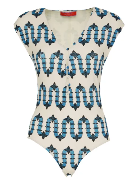 La DoubleJ geometric-print bathing suit White SWI0068LYC001SCI01WH04