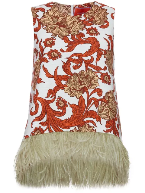La DoubleJ La Scala feather-detail top Red TOP0013COT005REE01WH01
