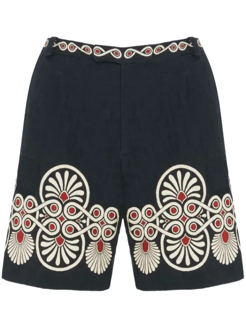 La DoubleJ Medallion-print cotton shorts Black TRO0131COT058MED01BL01