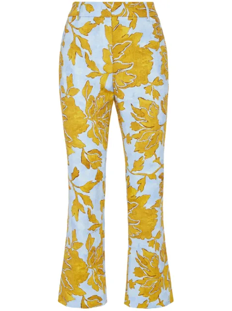 La DoubleJ 24/7 floral-print cropped trousers Yellow TRO0069COT005TAN01BU01