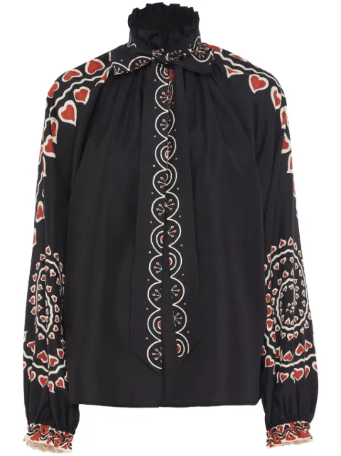 La DoubleJ Cerere silk Placée-print blouse Black SHI0086SIL009GAT01BL01