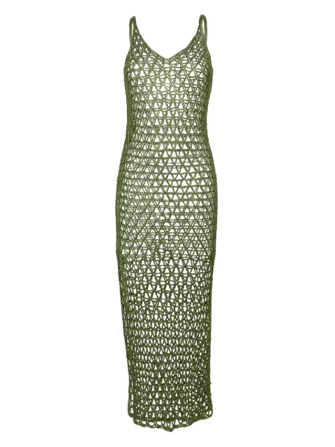 PARAMIDONNA Gigi crochet silk dress Green SS24GOL