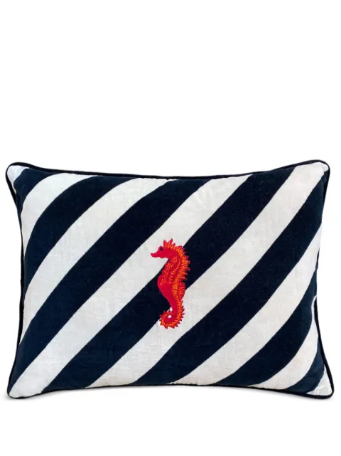 Les-Ottomans Seahorse striped cushion (60cm x 40cm) White EBC58