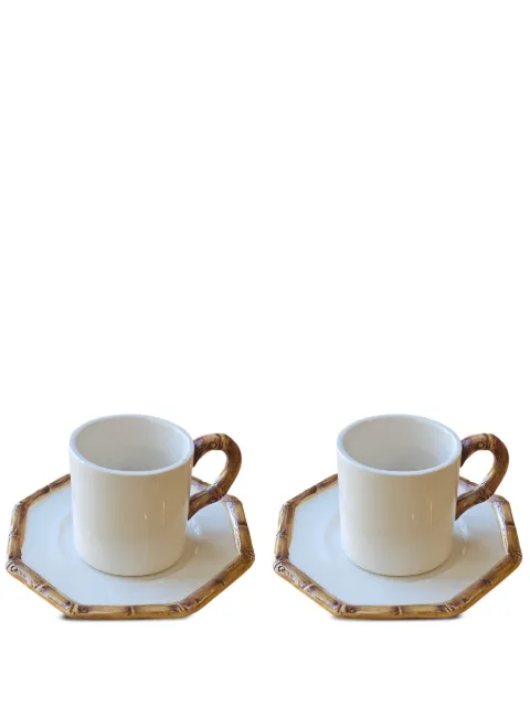 Les-Ottomans Bamboo ceramic coffee cup (set of two) White BAC02
