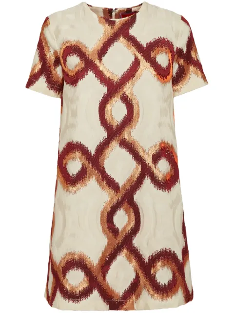 La DoubleJ Mini Swing geometric-print short-sleeve dress Neutrals DRE0658JCQ081TAC03RE02