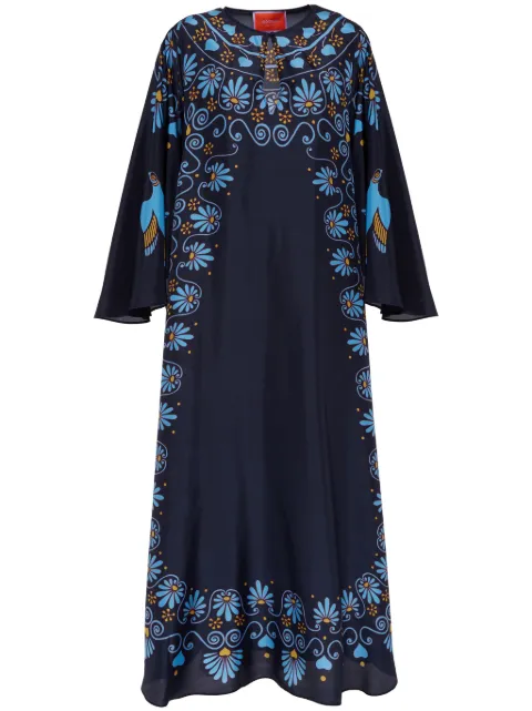 La DoubleJ geometric-print silk kaftan Blue DRE0347SIL009OLY01BU06