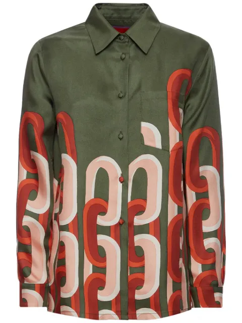 La DoubleJ silk geometric print shirt Green SHI0001SIL001EUS02GR08