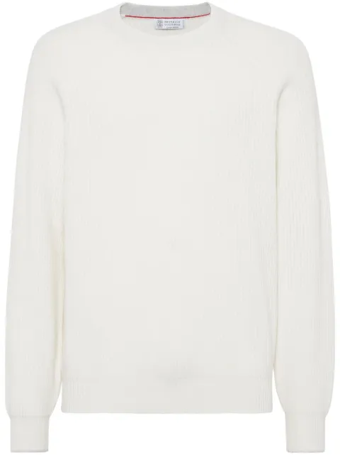 Brunello Cucinelli ribbed crew-neck jumper White M2274100CO312