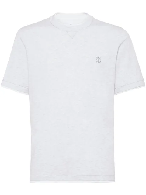 Brunello Cucinelli logo-embroidered crew-neck T-shirt White M0B137451GCB543