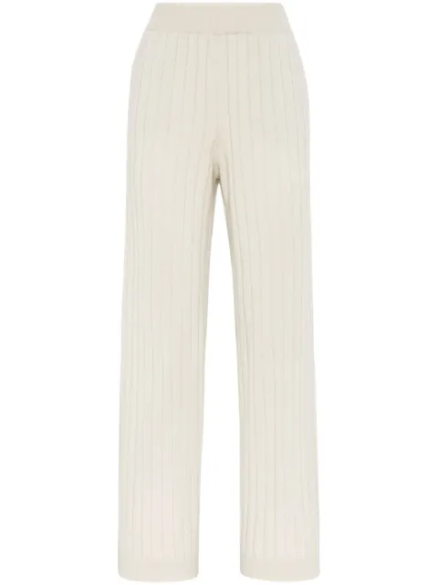 Brunello Cucinelli ribbed-knit cashmere pants Neutrals M12193499CN058