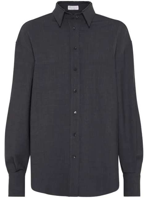 Brunello Cucinelli Monili-detail long-sleeve shirt Grey M0W07MK916C4078