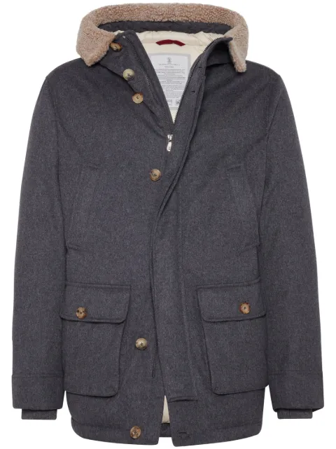 Brunello Cucinelli padded hooded wool jacket Grey MM4631993CBZ24