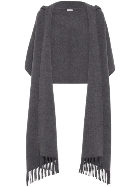 Brunello Cucinelli fringe-trim knitted scarf Grey MSCDAGW83C0106