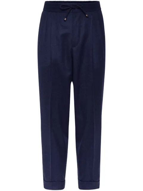 Brunello Cucinelli drawstring-waistband wool tapered trousers Blue ME226E1710C396