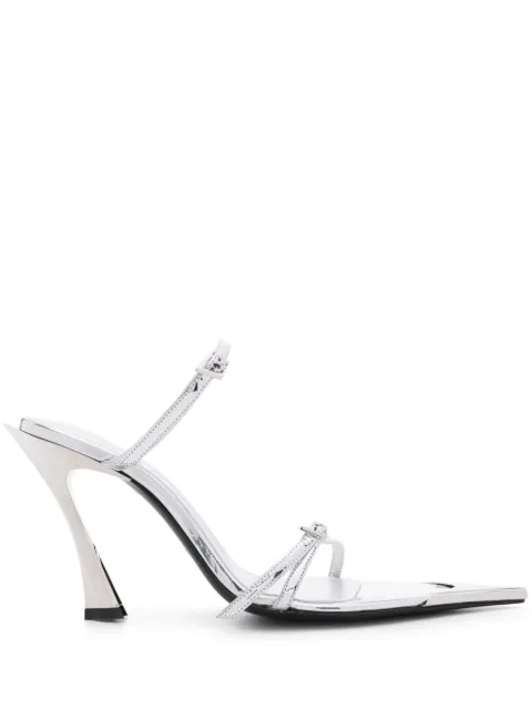 Mugler 100mm metallic-leather mules Silver MUSS24SC014CM012