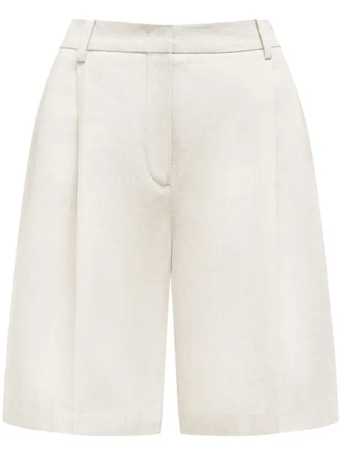 12 STOREEZ pleated linen shorts Neutrals 125355