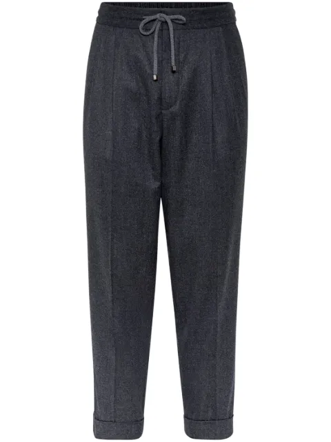 Brunello Cucinelli drawstring-waistband wool tapered trousers Grey ME226E1710C004