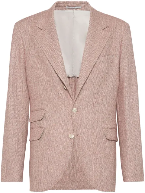 Brunello Cucinelli herringbone linen blazer Orange MY4527BWDC066