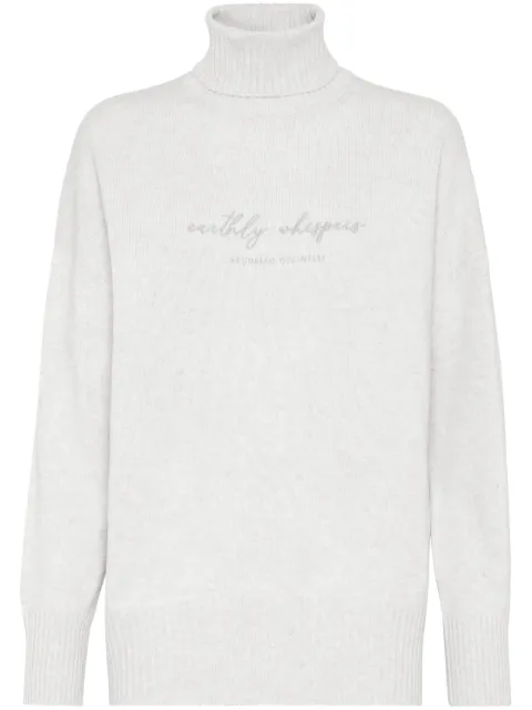 Brunello Cucinelli embroidered roll-neck jumper White M16709403C9610
