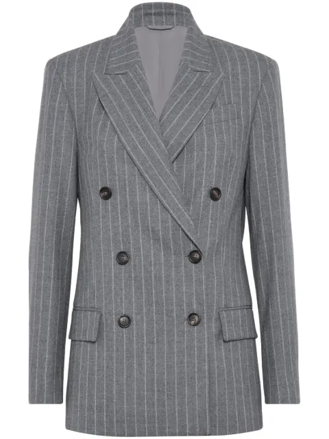 Brunello Cucinelli pinstripe double-breasted blazer Grey MD5777034C004