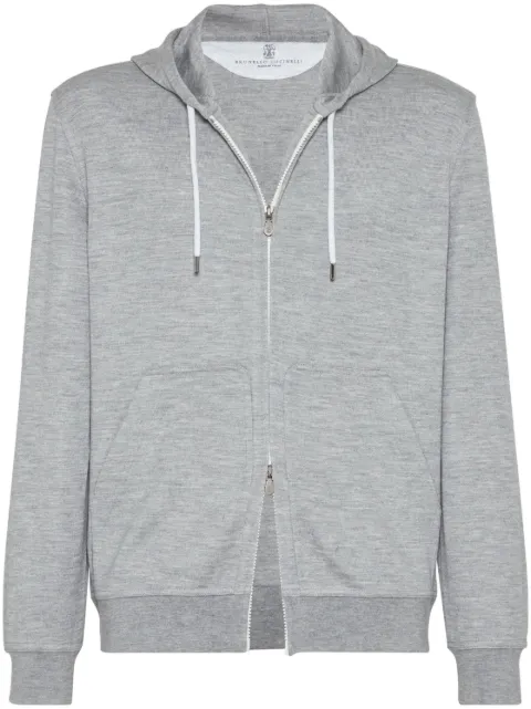 Brunello Cucinelli drawstring hooded cardigan Grey MM8359069GC8299