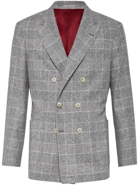 Brunello Cucinelli single-breasted checked blazer White MY4667BBDC001