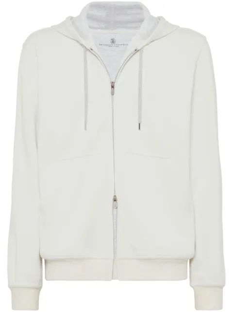 Brunello Cucinelli zip-up jersey hoodie White MM8329069GC387