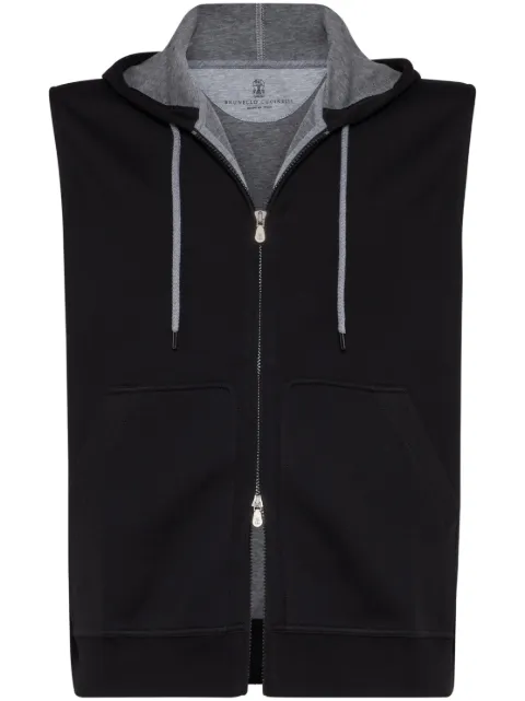 Brunello Cucinelli sleeveless zipped hoodie Black MM8319079GC101