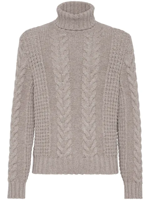 Brunello Cucinelli cable-knit turtleneck sweater Brown MA2300803C2771