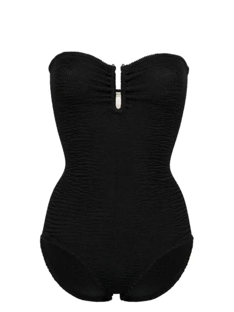 PARAMIDONNA Frida strapless seersucker swimsuit Black SS23OFBL