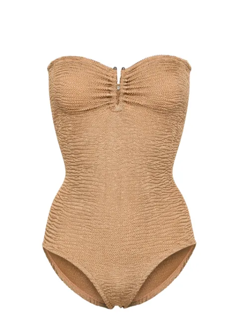 PARAMIDONNA Frida strapless seersucker swimsuit Neutrals SS24FOC