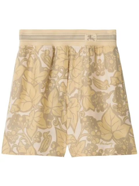 Burberry botanical-print silk shorts Neutrals 8091800