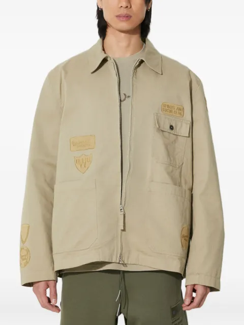 Universal Works embroidered-patches collared jacket Neutrals 30108