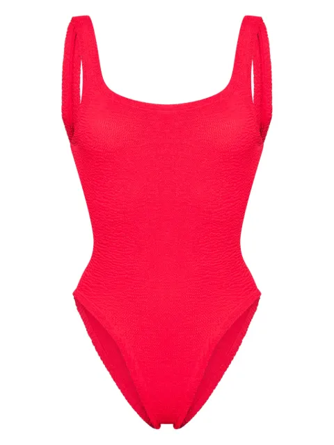 Hunza G Square Neck textured swimsuit Red SQUARENECKSWIMM