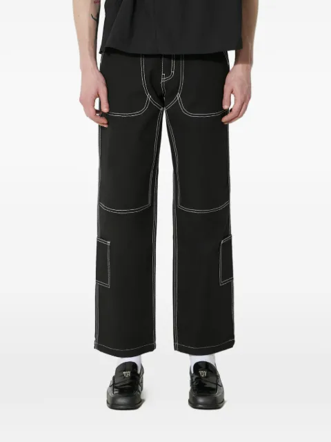 Pleasures logo-patch trousers Black P23W031