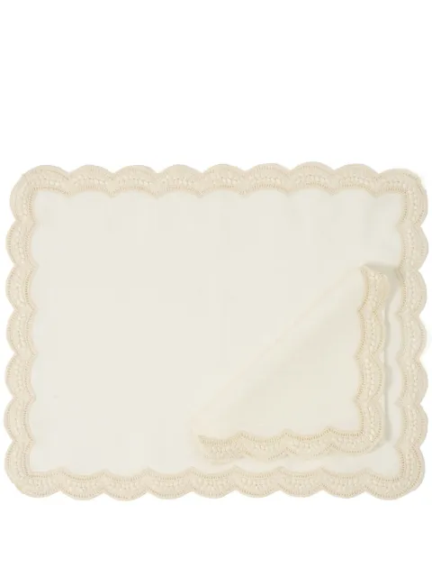 Cabana Emilia scallop-embroidered linen placemat White LNPLM02EMI1R9901